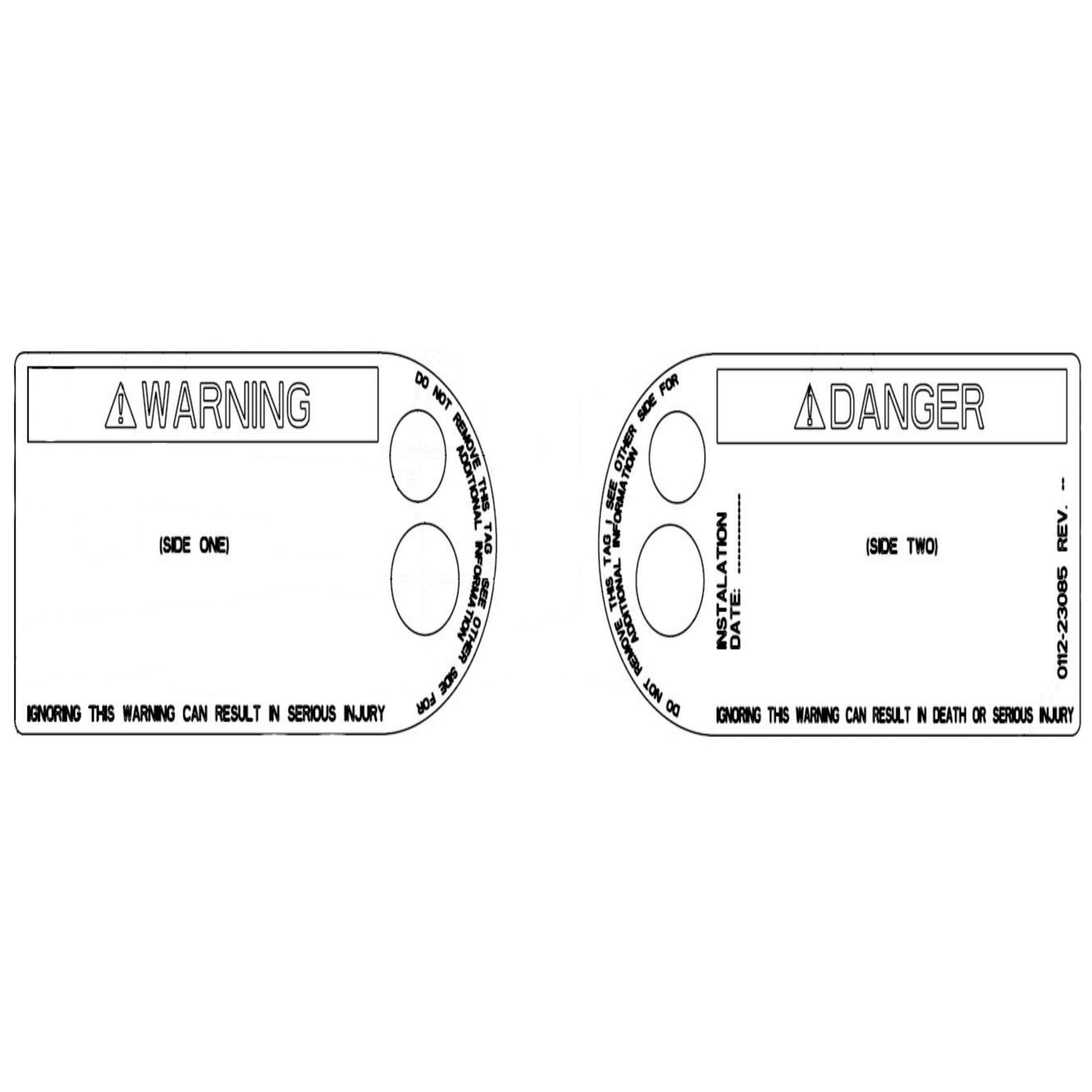 Danfoss Labels and Tags Warning Tag 0112-23085 (CENTER)