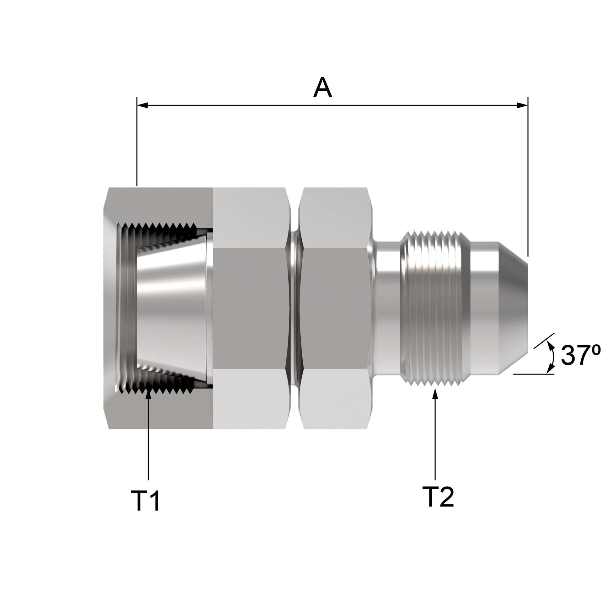 Danfoss 15.163 Series Straight Adapters Metric to 37° Flare 15.163-8-8 [CENTER]