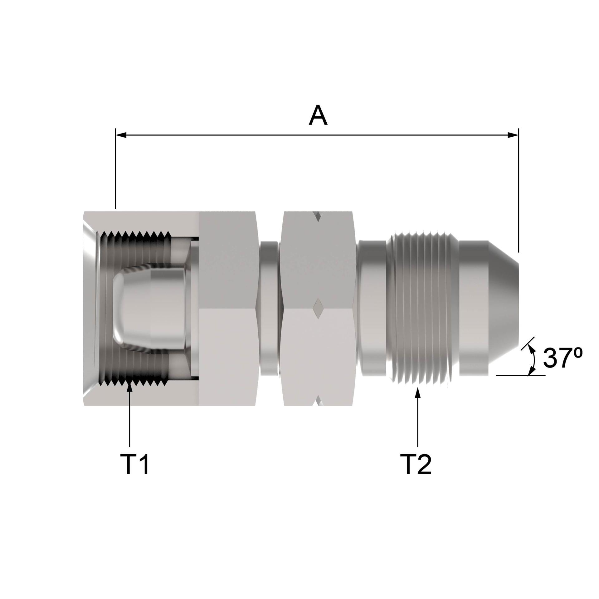 Danfoss 15.164 Series Straight Adapters Metric to 37° Flare 15.164-6-6 [CENTER]