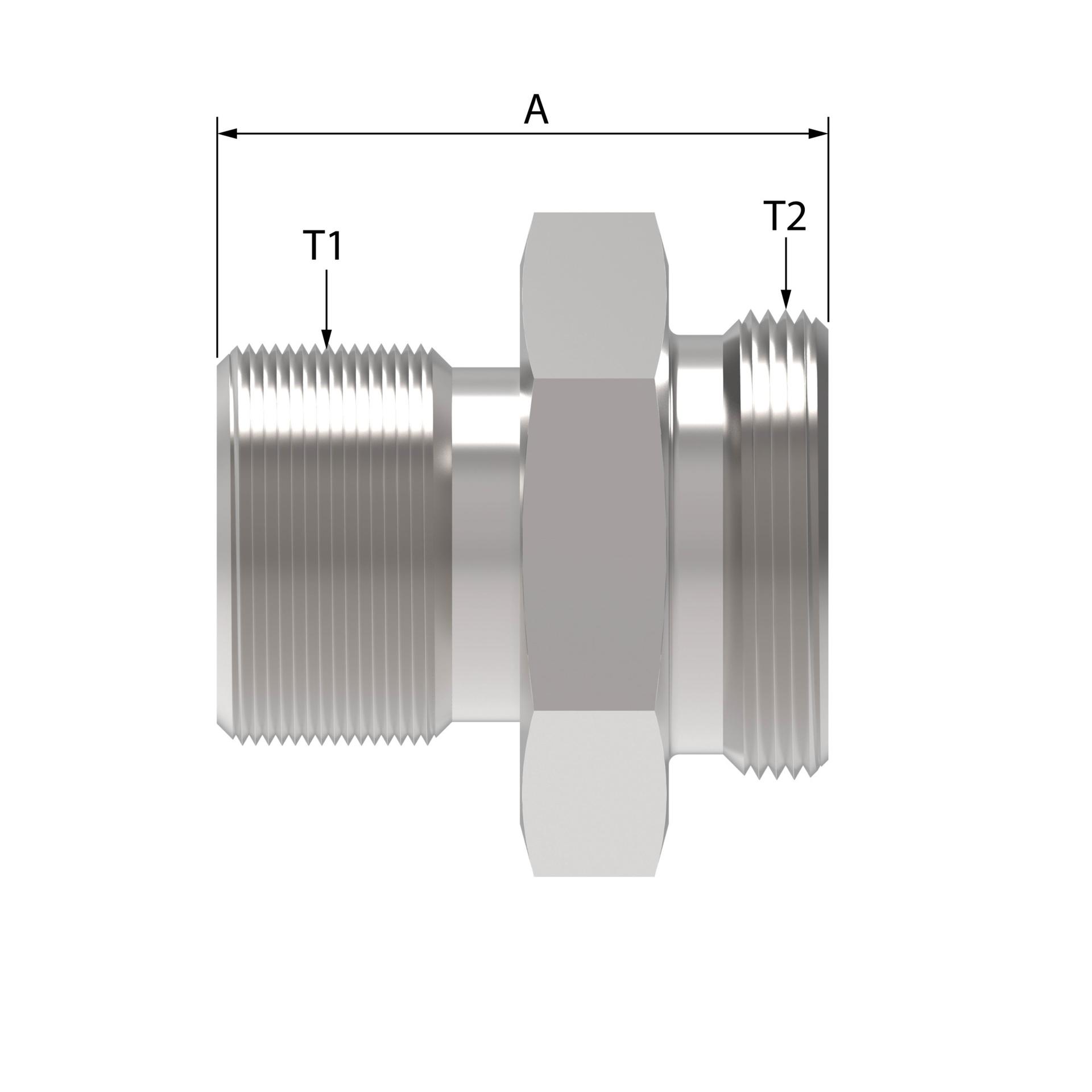 Aeroquip by Danfoss GA71322 Series Straight Adapters Male O-Ring Pilot to 5400 Male Coupling GA71322-8-8 [CENTER]