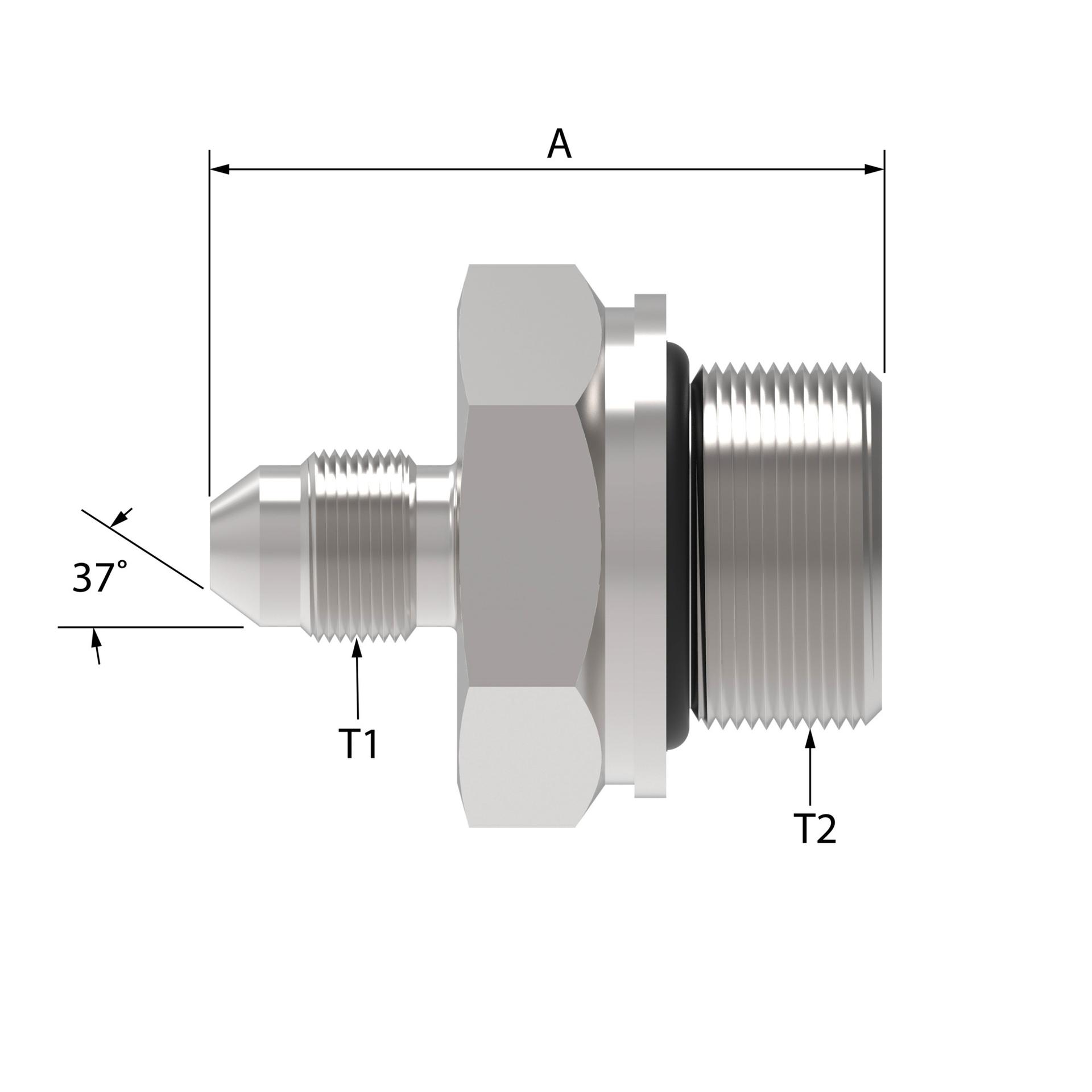 Danfoss GG106 Series Straight Adapters SAE 37° Male Flare to Special BSPP Male GG106-NP04-08 [CENTER]