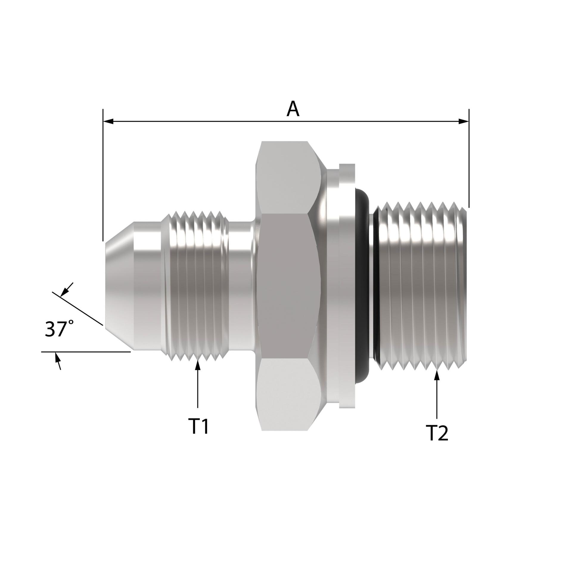 Danfoss GG108 Series Straight Adapters SAE 37° Male to Metric Male GG108-NP06-16 [CENTER]