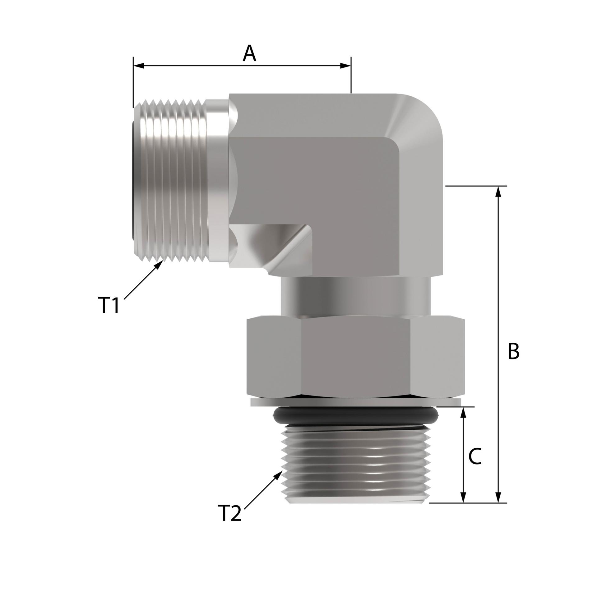 Danfoss FF1868T Series Elbow Adapters ORS/SAE O-Ring Boss FF1868T-0808 [CENTER]