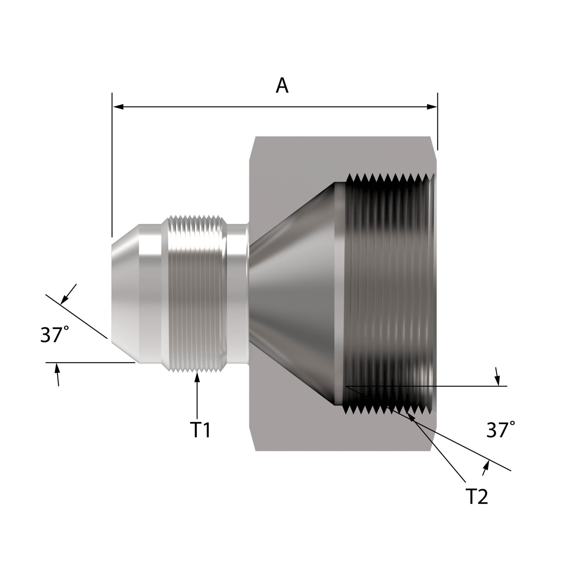 Danfoss 2215 Series Straight Adapters SAE 37° (JIC) Flare Union 2215-16-10 [CENTER]