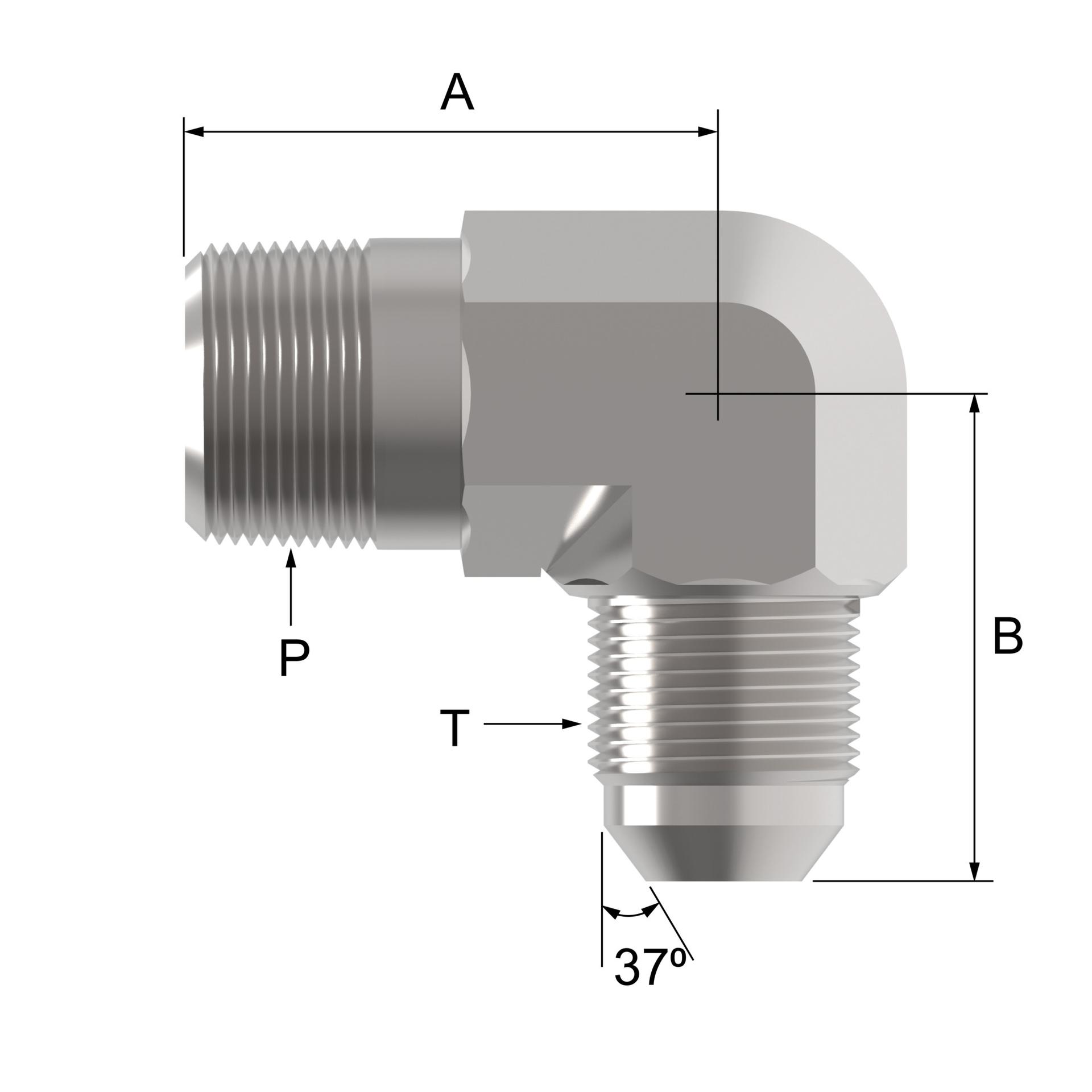 Danfoss 2024 Series Elbow Adapters NPTF External Pipe/SAE 37° Flare 2024-8-10S [CENTER]