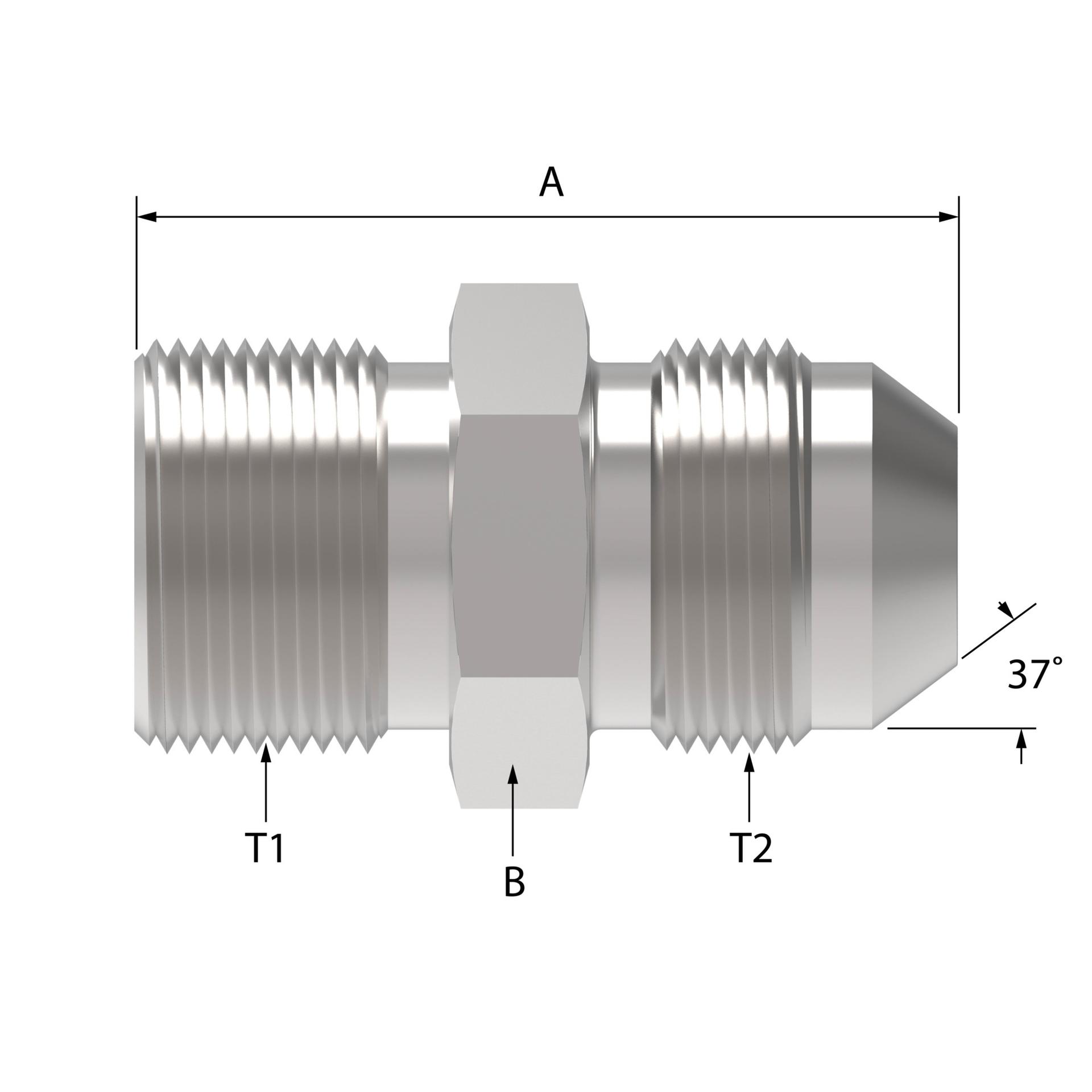 Danfoss FF1315 Series Straight Adapters Male SAE flareless/SAE 37° flare FF1315-0808S [CENTER]