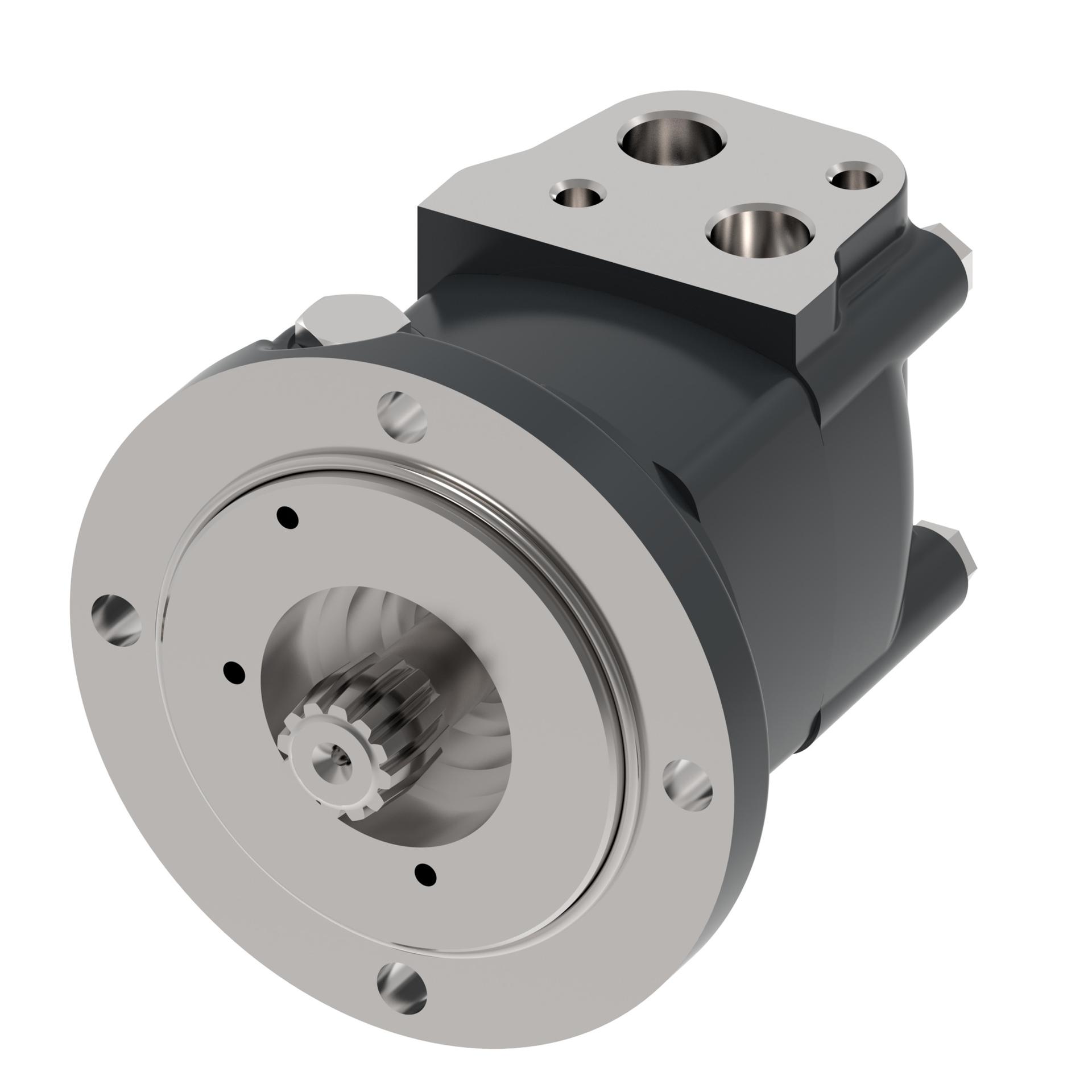 Danfoss Xcel XL2 series 4-bolt short with round flange_side port staggered with 2 block mounting threads (RIGHT)
