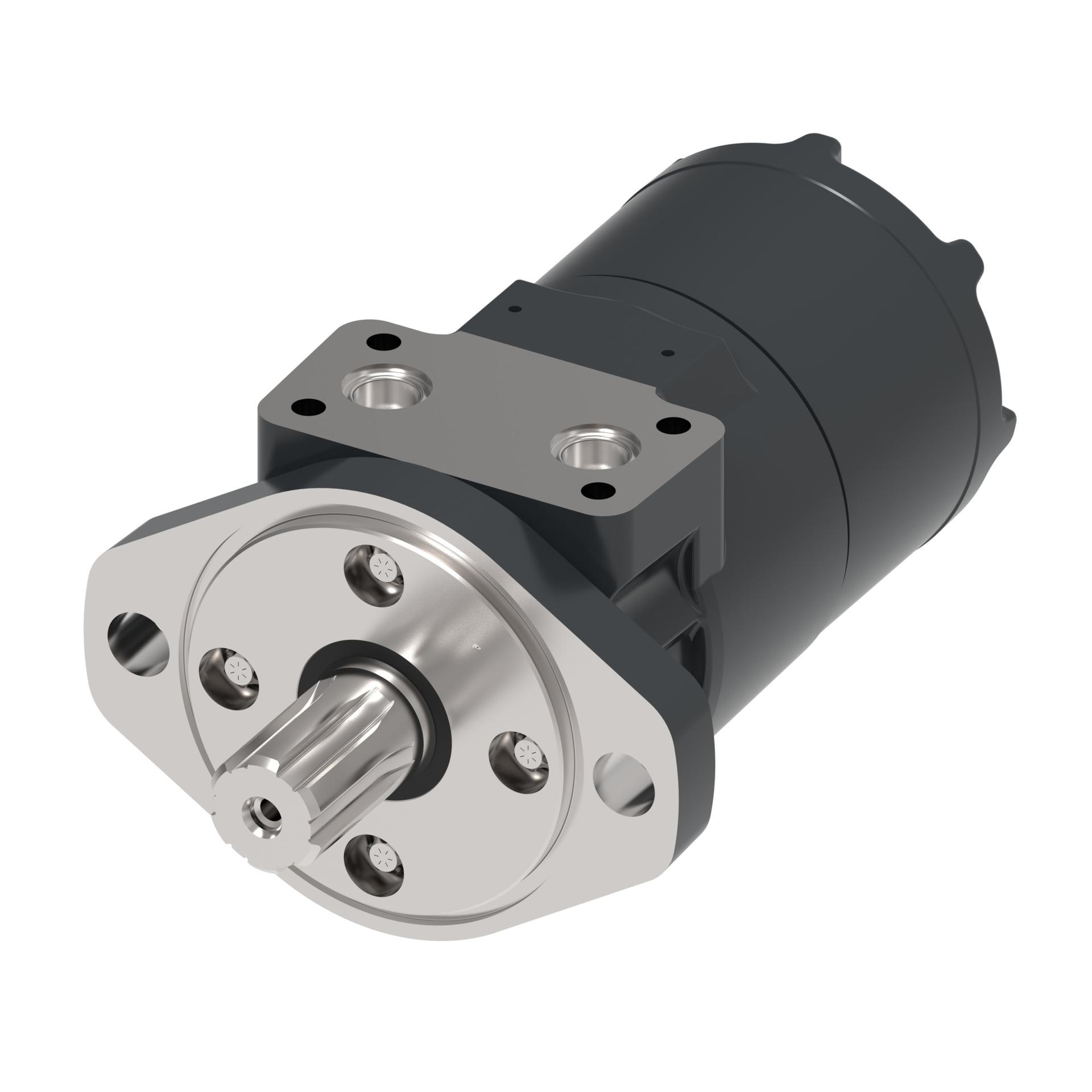 Danfoss Char-Lynn T series 2-bolt A_side port manifold with 4 block mounting threads (RIGHT)