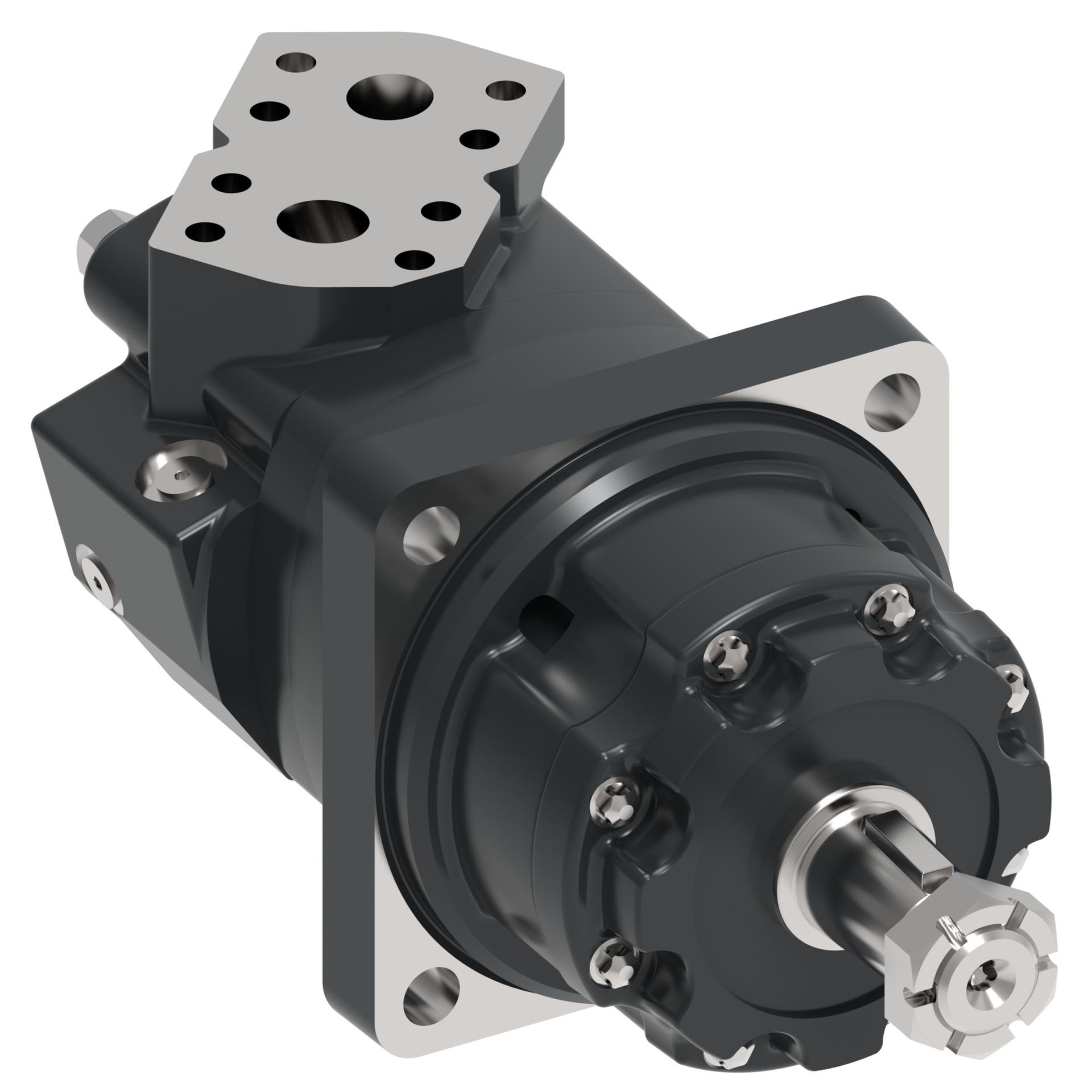 Danfoss Char-Lynn 4000 Series 4-Bolt wheel_side port staggered split flange (LEFT)