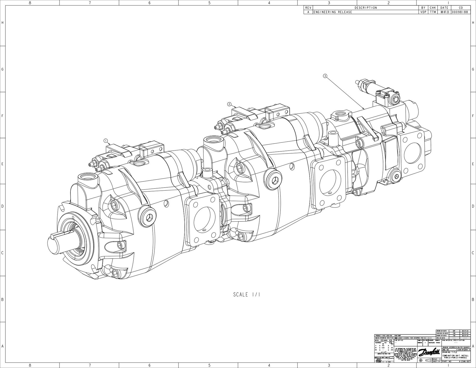 PVM Piston Pump code B - Pump installation A-2346-007