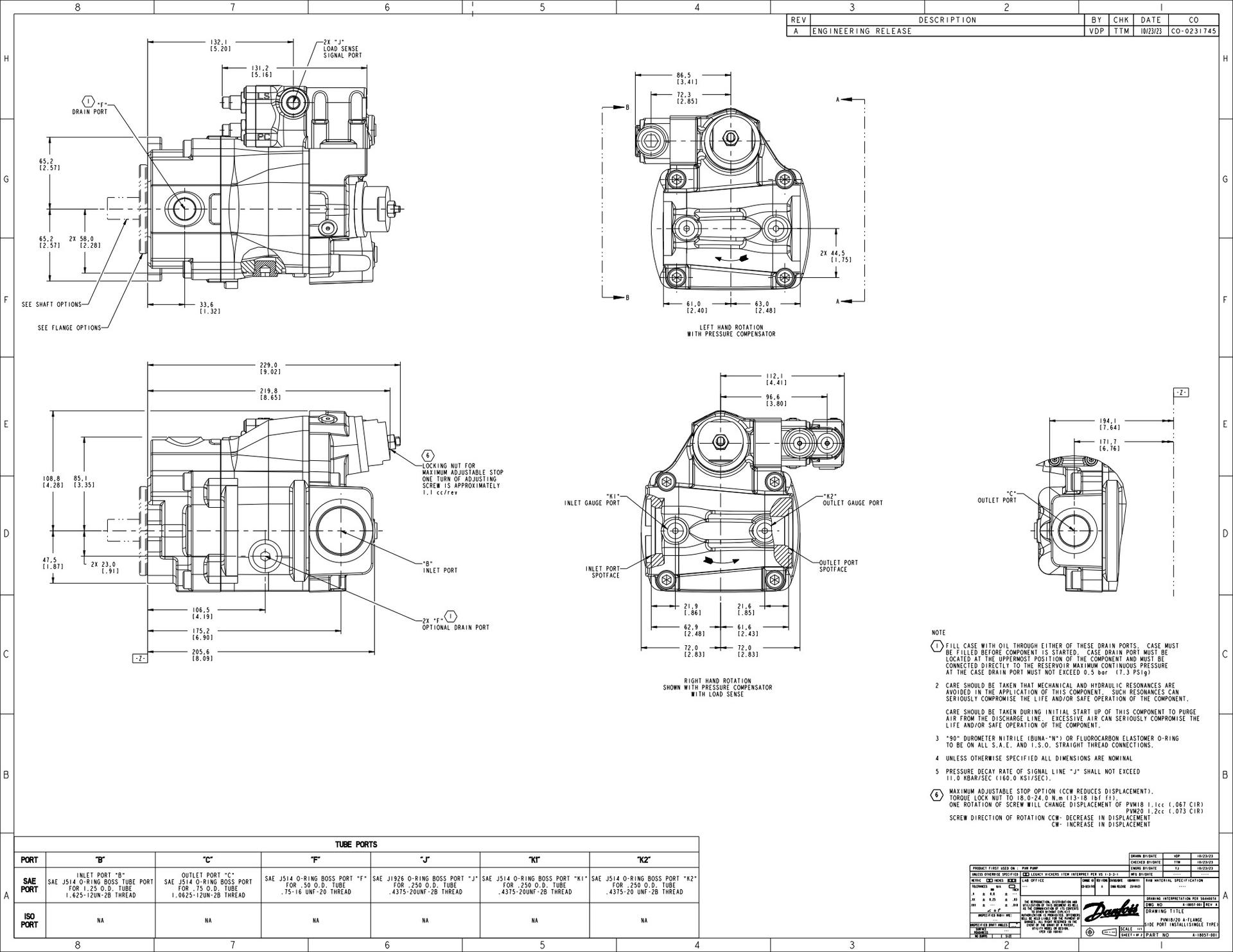 PVM Piston Pump code B - Pump installation A-18057-001