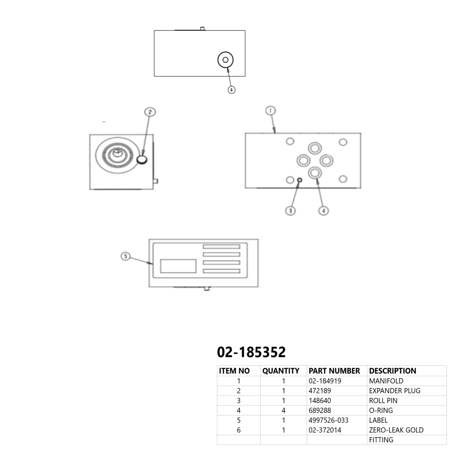 Vickers by Danfoss Spare Part Housing Kit 02-185352 (PACKAGE)