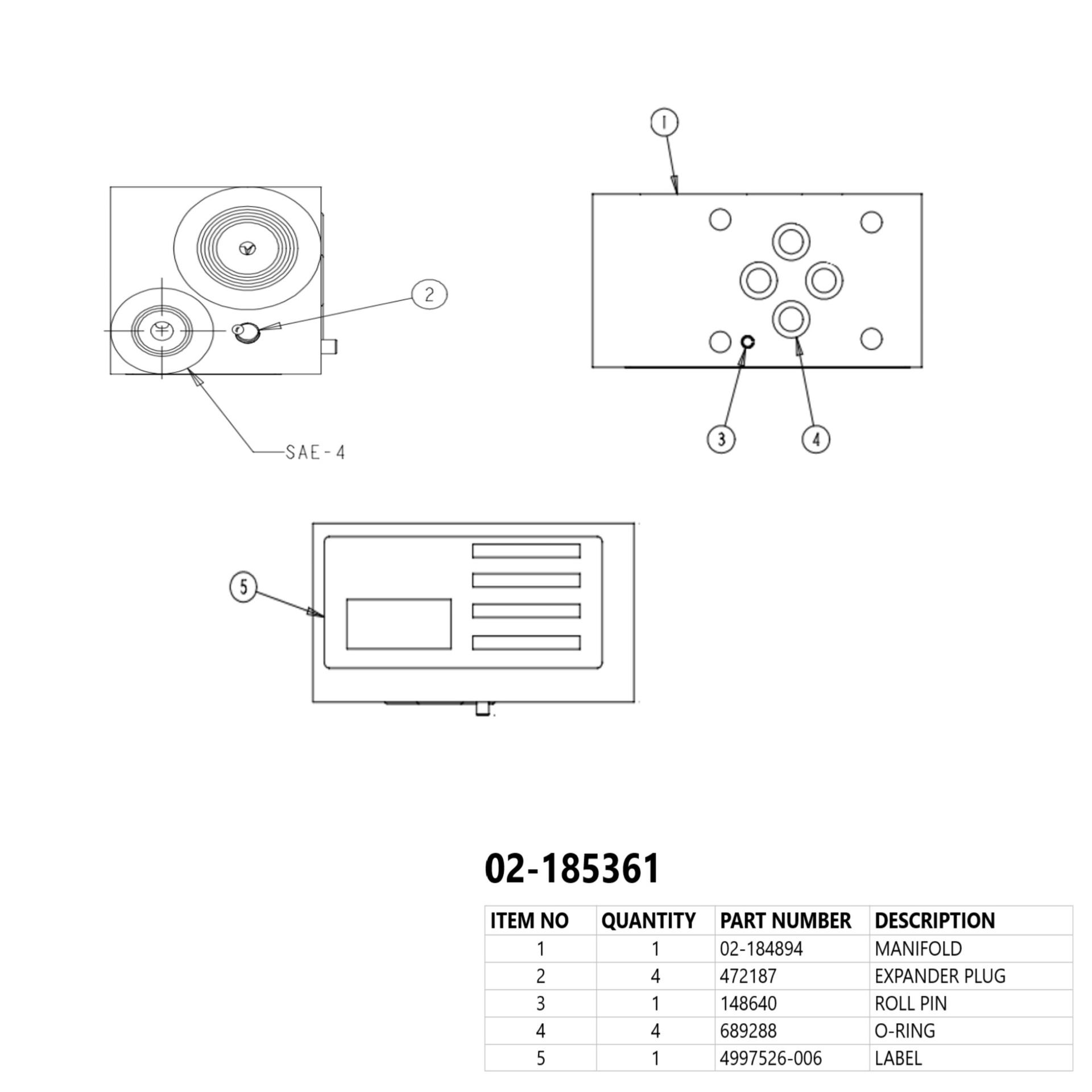 Vickers by Danfoss Spare Part Housing Kit 02-185361 (PACKAGE)